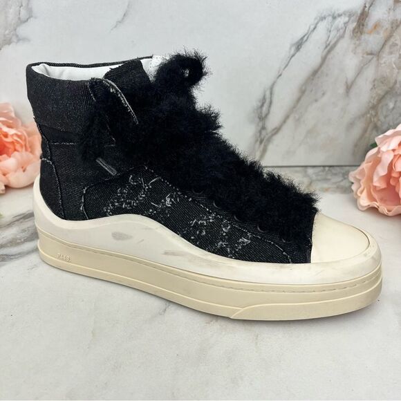 P448 Rail Dark Destructed Denim Hi-Top Sneakers in Black Size 7 NEW - Picture 5 of 14